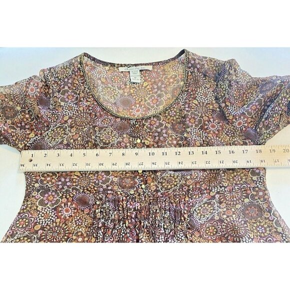 American Rag Cie Womens Top Sheer Floral Blouse Boho Fairy Coquette Cottage Sz M - Picture 4 of 13